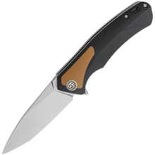 Petrified Fish PF838 Pub Stonewashed D2 Brown G10 With Black G10 PF838BRW - KNIFESTOCK