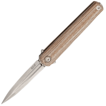 MKM FLAME LIGHT Titanium frame and natural canvas Micarta handle BÖHLER M390 - DAGGER MK FL02L-NC - KNIFESTOCK