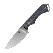 QSP Mes Workaholic SK03, Satijn N690 Lemmet, Zwart Micarta Handvat, Lederen Schede QS124-B - KNIFESTOCK