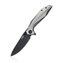 KUBEY Nova Couteau Pliant à Lame Flipper avec Verrouillage Frame Gris Manche en Titane 6AL4V KU235E - KNIFESTOCK