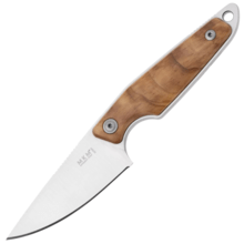 MKM MAKRO 1 – M390 SATIN DROP POINT Fixed bld, OLIVE WOOD hdl, +POCKET LEATHER SHEATH MK MA01-O - KNIFESTOCK