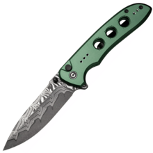 Civivi Hyperpulse CIVIVI Green Aluminum HandleDamascus BladeButton Lock Overal - KNIFESTOCK