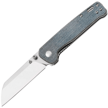 QPS Penguin V2 D2, finitura a due toni stonewash - satinata, Manico: Denim micarta QS130V - KNIFESTOCK