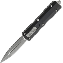 Microtech Dirac D/E Stonewash Standard Full Serration Apocalyptic 225-12AP - KNIFESTOCK