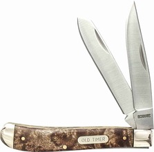 Schrade Old Timer Gunstock Trapper 3 7/8" Închis cu 2 lame și mâner din lemn de fier. Oțel 7Cr17MoV. - KNIFESTOCK