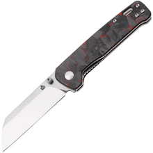 QPS Penguin V2 D2, 2-Ton-Finish Stonewash - Satin, Griff: Roter zerkleinerter CF über - KNIFESTOCK