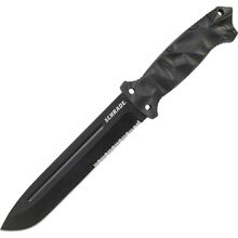 Schrade Lg Cu Lamă Fixă, Oțel Carbon Înalt SK5, Lamă Acoperită cu Pulbere Neagră, Capăt Metalic, Bal - KNIFESTOCK
