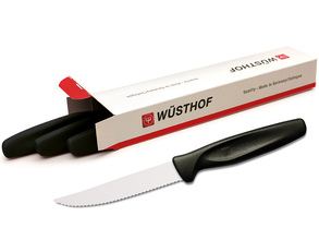 WUSTHOF coltello 6 pezzi, per pizza e bistecca, nero - KNIFESTOCK