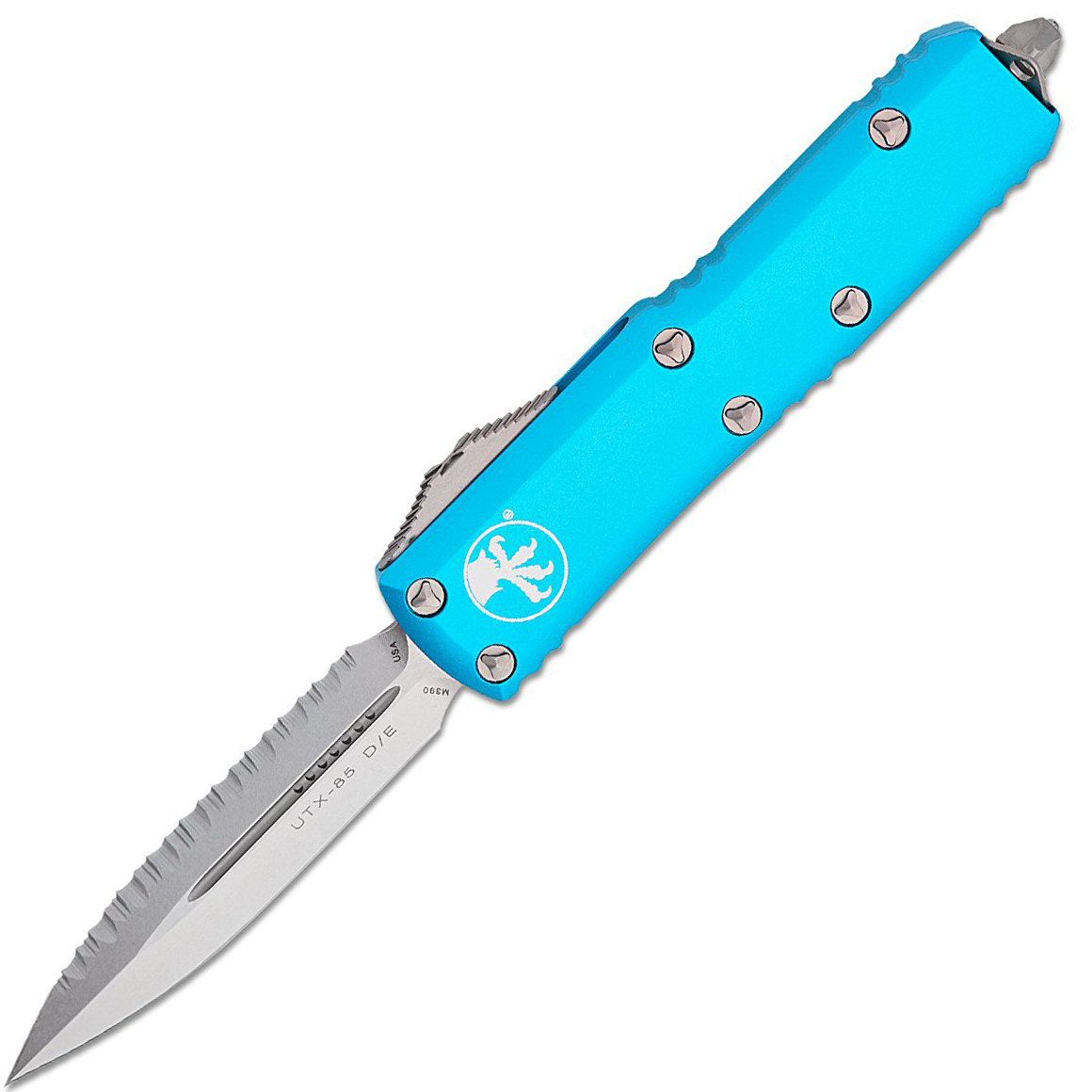 Microtech Utx-85 D/E Stonewash Full Serration Turquoise 232-12TQ