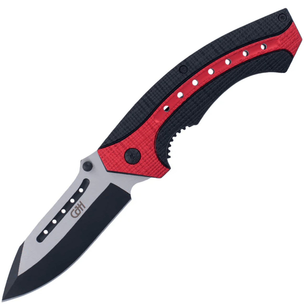 Herbertz CJH one-hand knife, black/red, aluminum