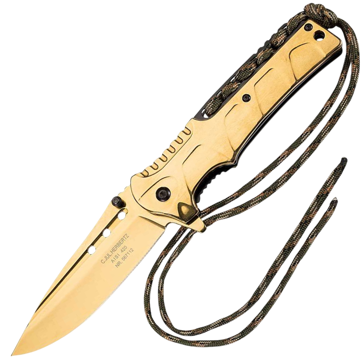 Herbertz Herbertz Einhandmesser, Stahl 3Cr13Mov, rostfrei, Flipper, Liner Lock, goldfarbene Bechic 5