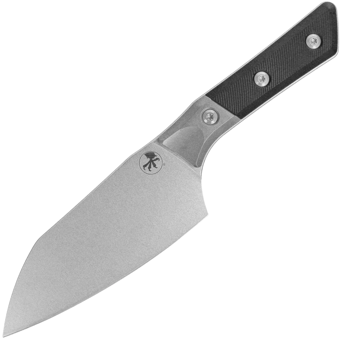 Microtech 6" SANTOKU KNIFE STONEWASH STANDARD TITANIUM BOLSTER BLACK G-10 3200B-10BK