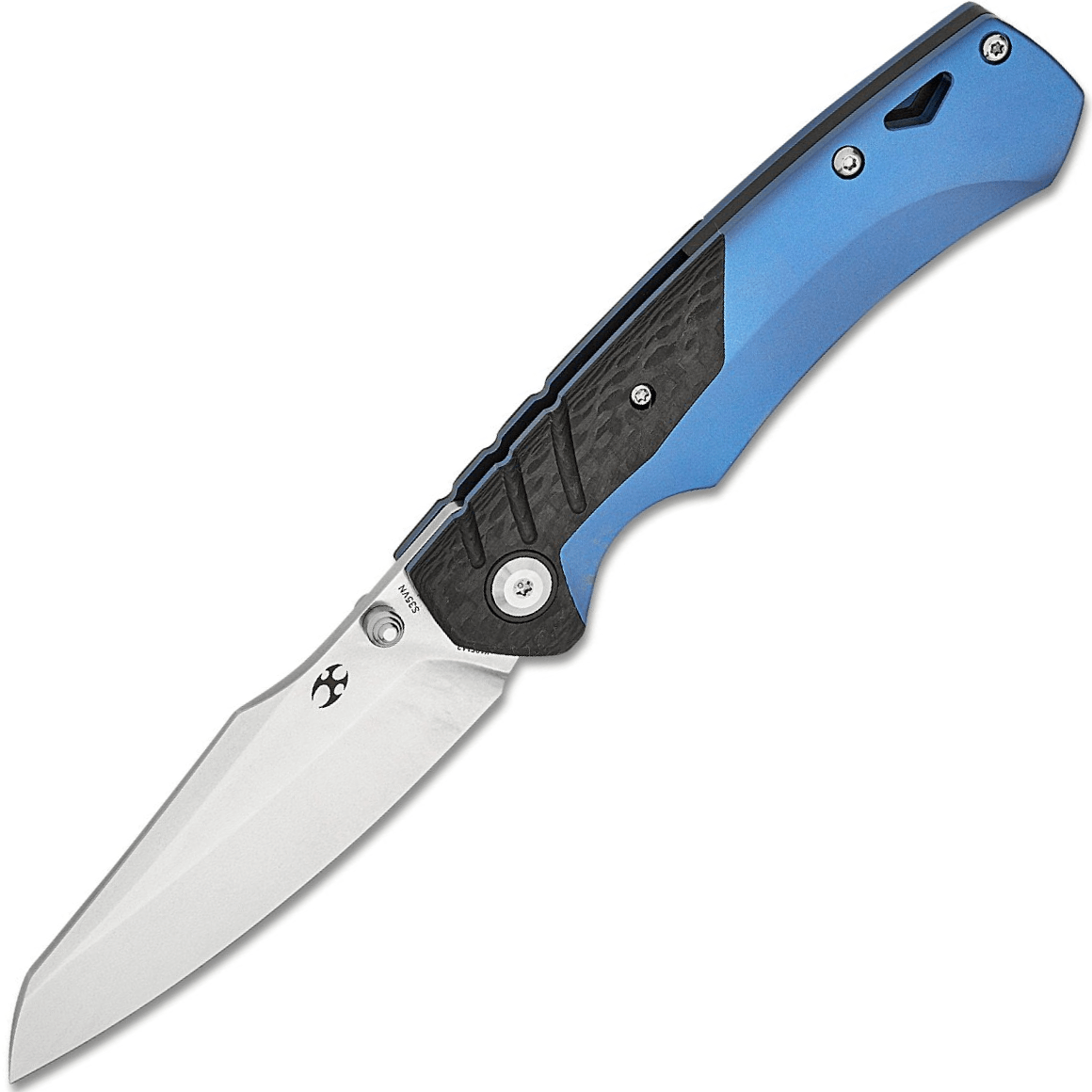 Bazár - Kansept Weim Stonewashed CPM S35VN Blue Anodized Titanium + Twill Carbon Fiber K1051A2