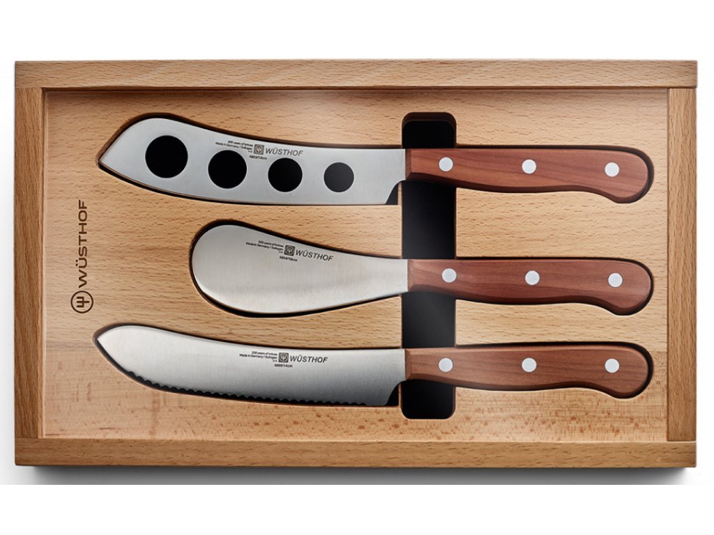 WUSTHOF sada 3ks, nože na syr / šunku - drevený box WUSTHOF sada 3ks, nože na syr / šunku - drevený box