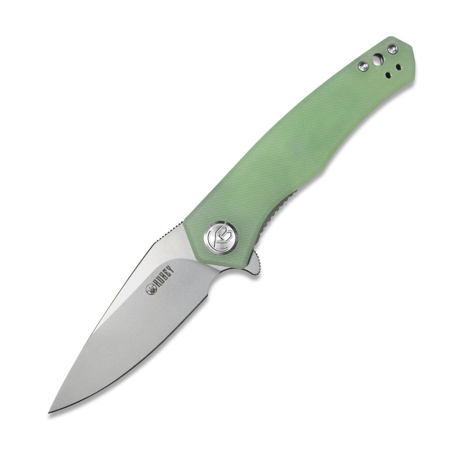 KUBEY Cadmus Liner Lock Flipper Folding Knife Jade G10 Handle KU055D