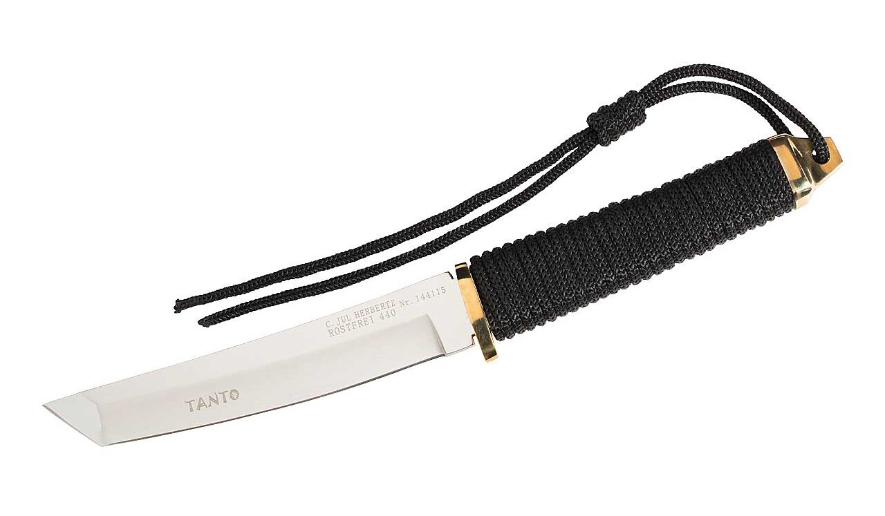 Herbertz Tanto, Stahl 420, Kordelumwicklung, Lederscheide 144115