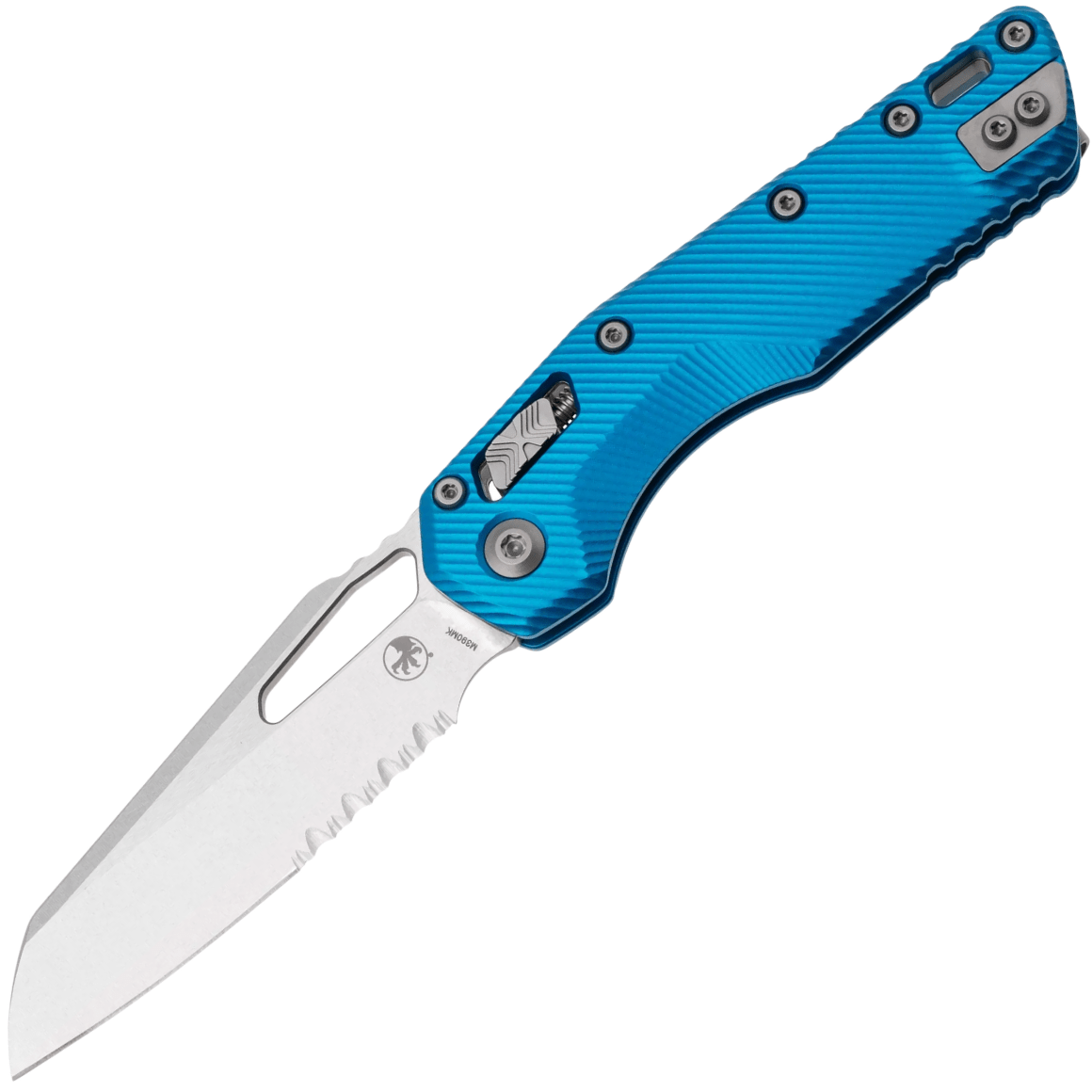 Microtech MSI S/E STONEWASH PART SERRATE FLUTED ALUMINIUM BLUE 210-11FLBL