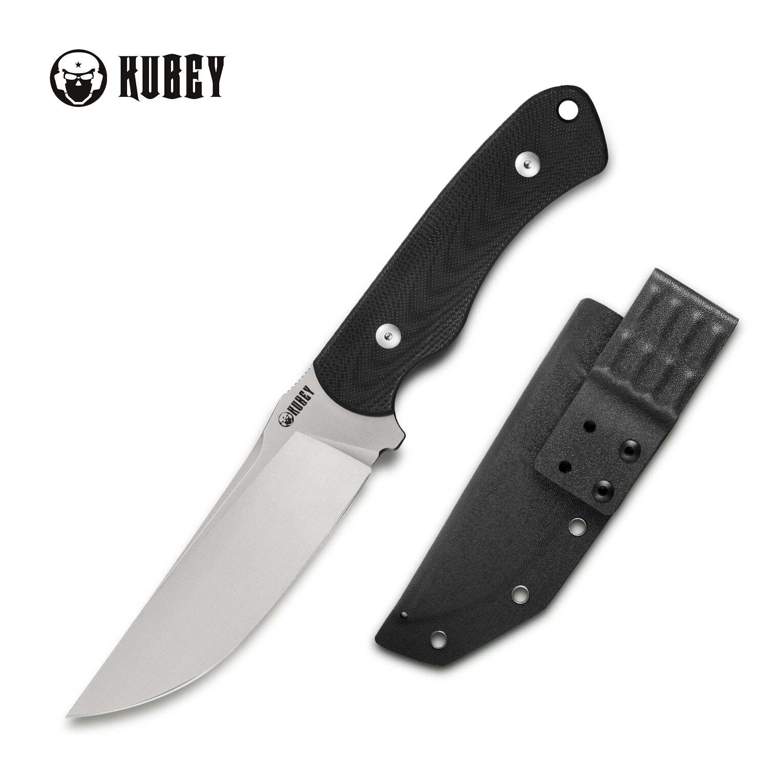 KUBEY Sicario Full Tang Fixed Blade Knife Black G10 Handle KU240D
