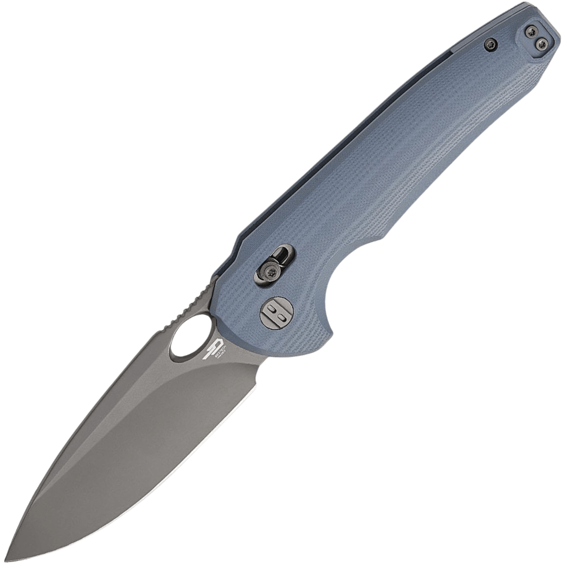 Bestech NOCTAR 14C28N Grey PVD finish with blue G10 handle BG66E