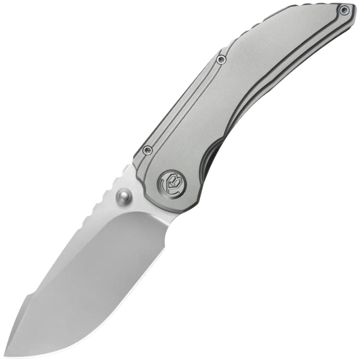 KB Knives Snorri Silver Bead Blast M390 Blade Sandblast Titanium KB388A
