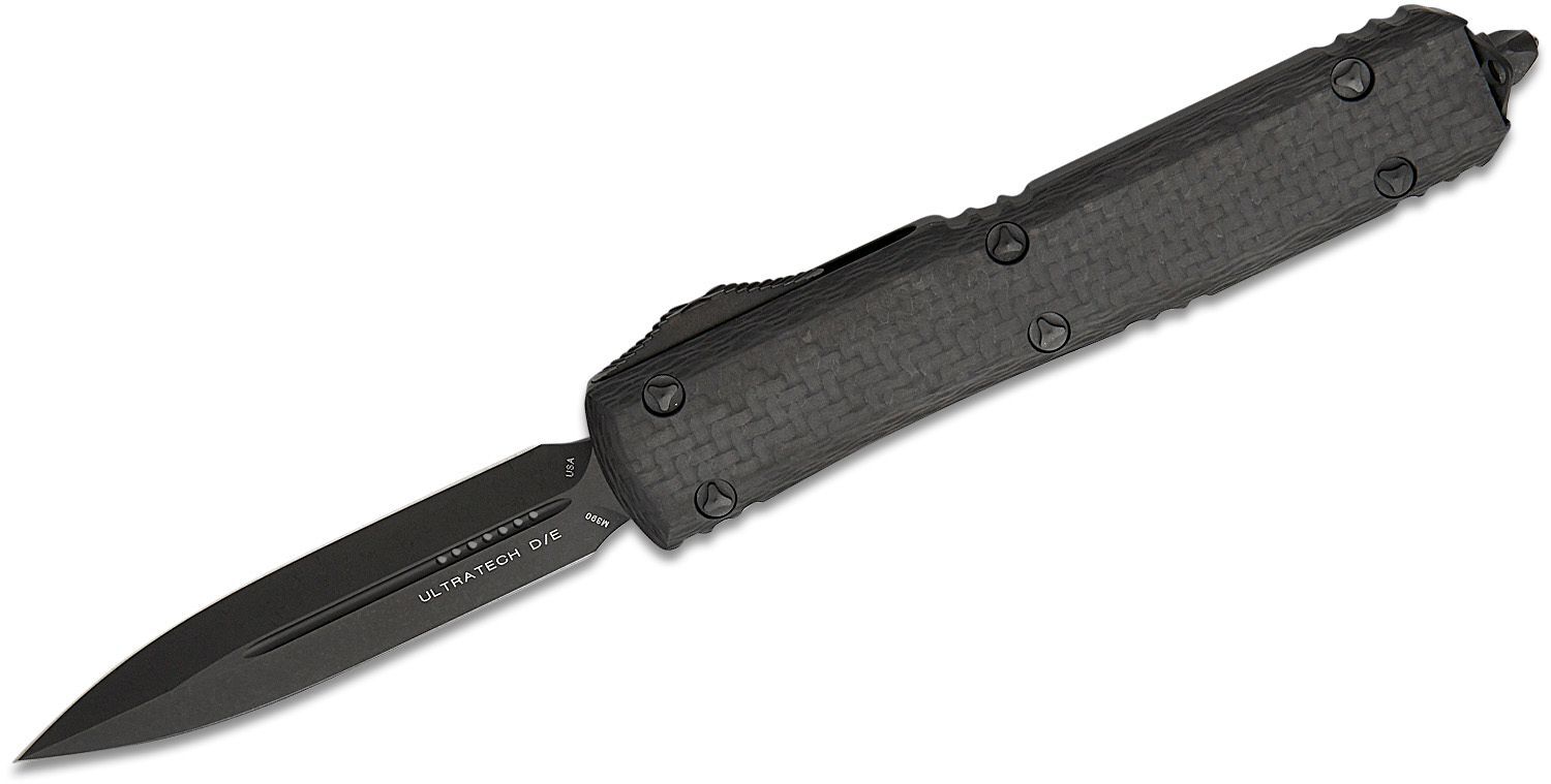 Microtech Ultratech D/E Dlc Bl Hw Sig Cf Top 122-1DLCTCFS Microtech Ultratech D/E Dlc Bl Hw Sig Cf Top 122-1DLCTCFS