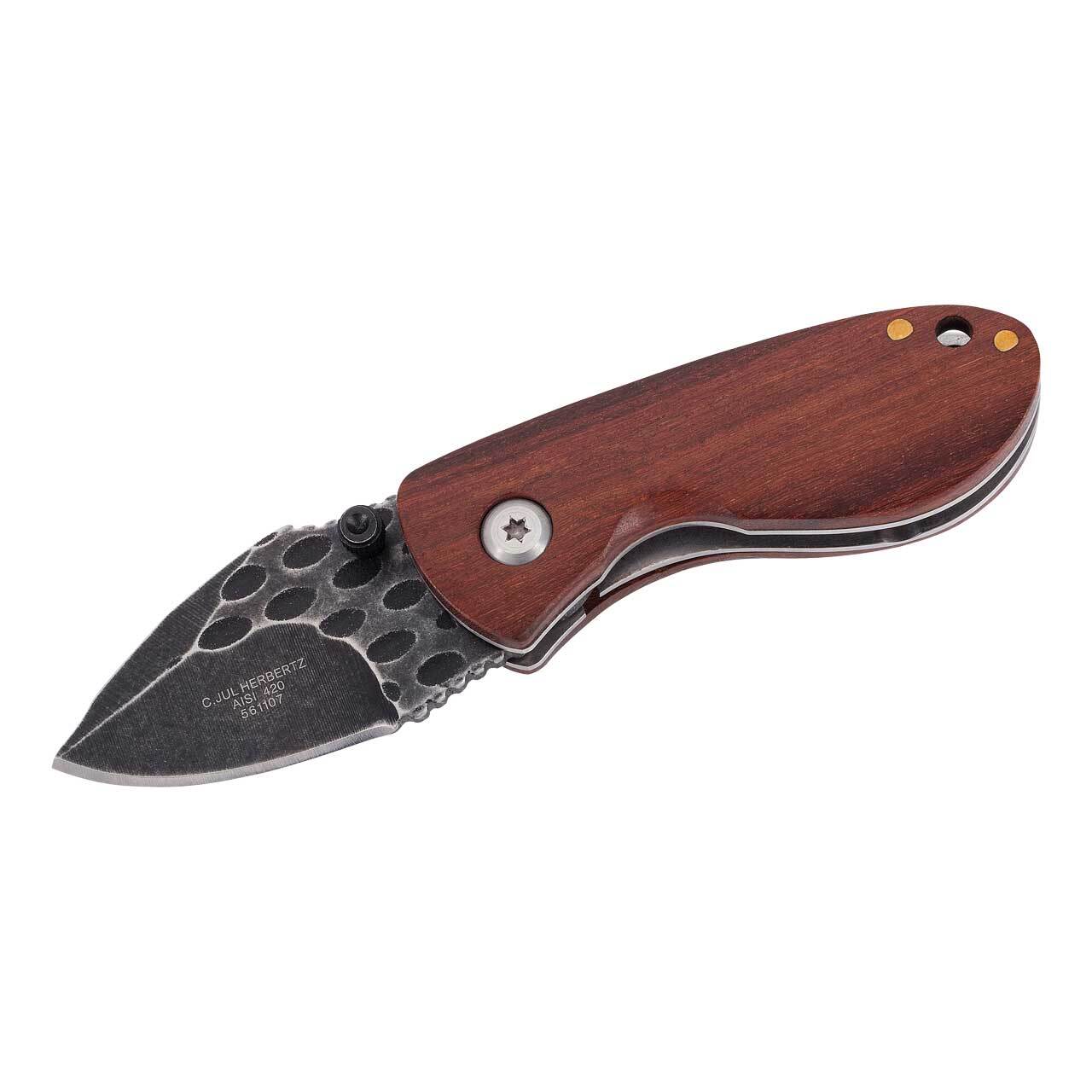Herbertz Herbertz Einhandmesser, Stahl AISI 420, stonewashed finish, Daumenpin, Liner Lock, rote E 5