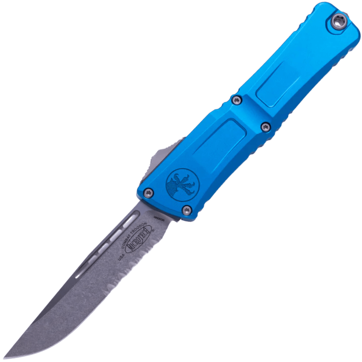 Microtech Combat Troodon® S/E Gen III Blue Stonewash Partial Serrated 1143-11BL