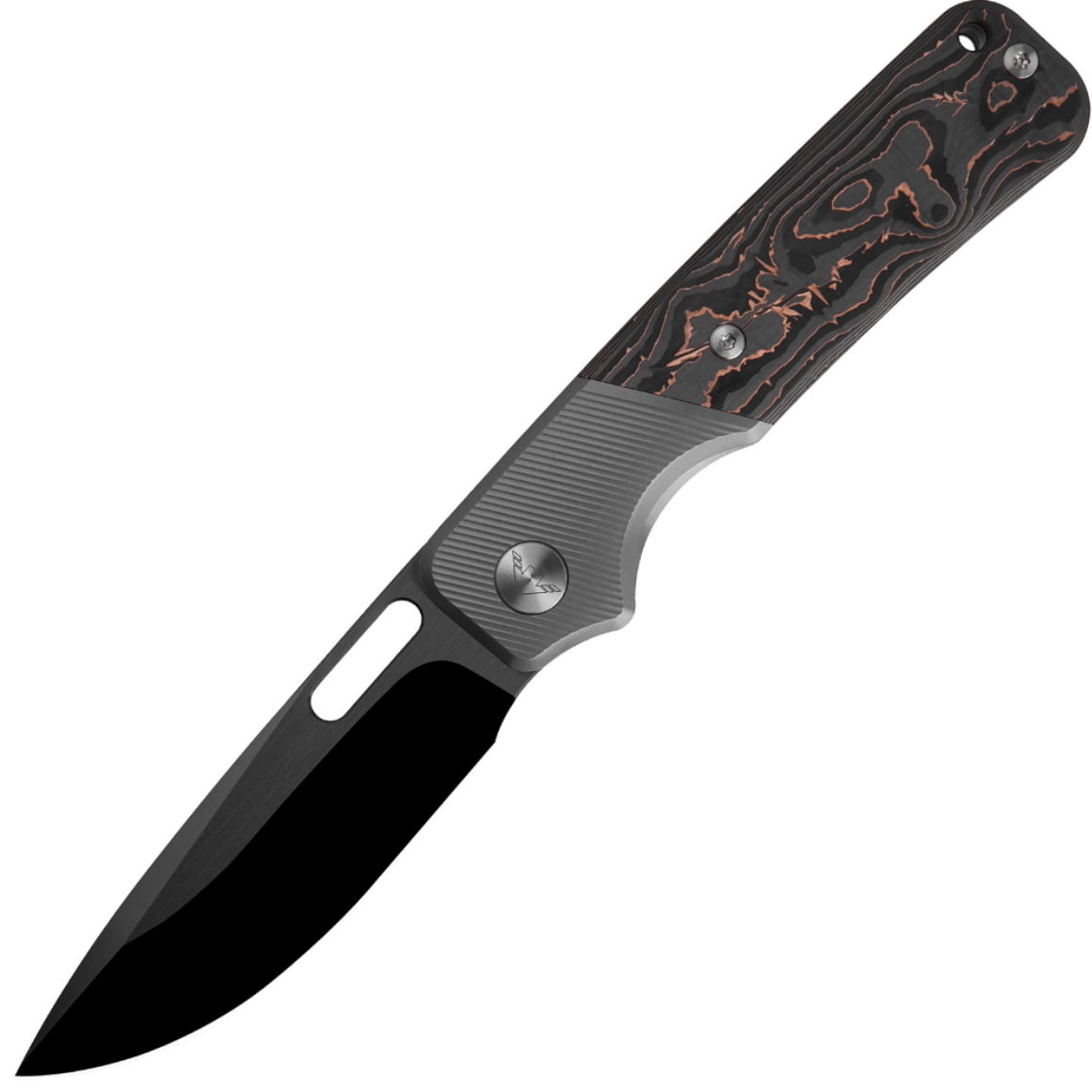 Ameight Knives Felix II-DLC Satin M390 blade,Dark Grey PVD Ti And CF handle