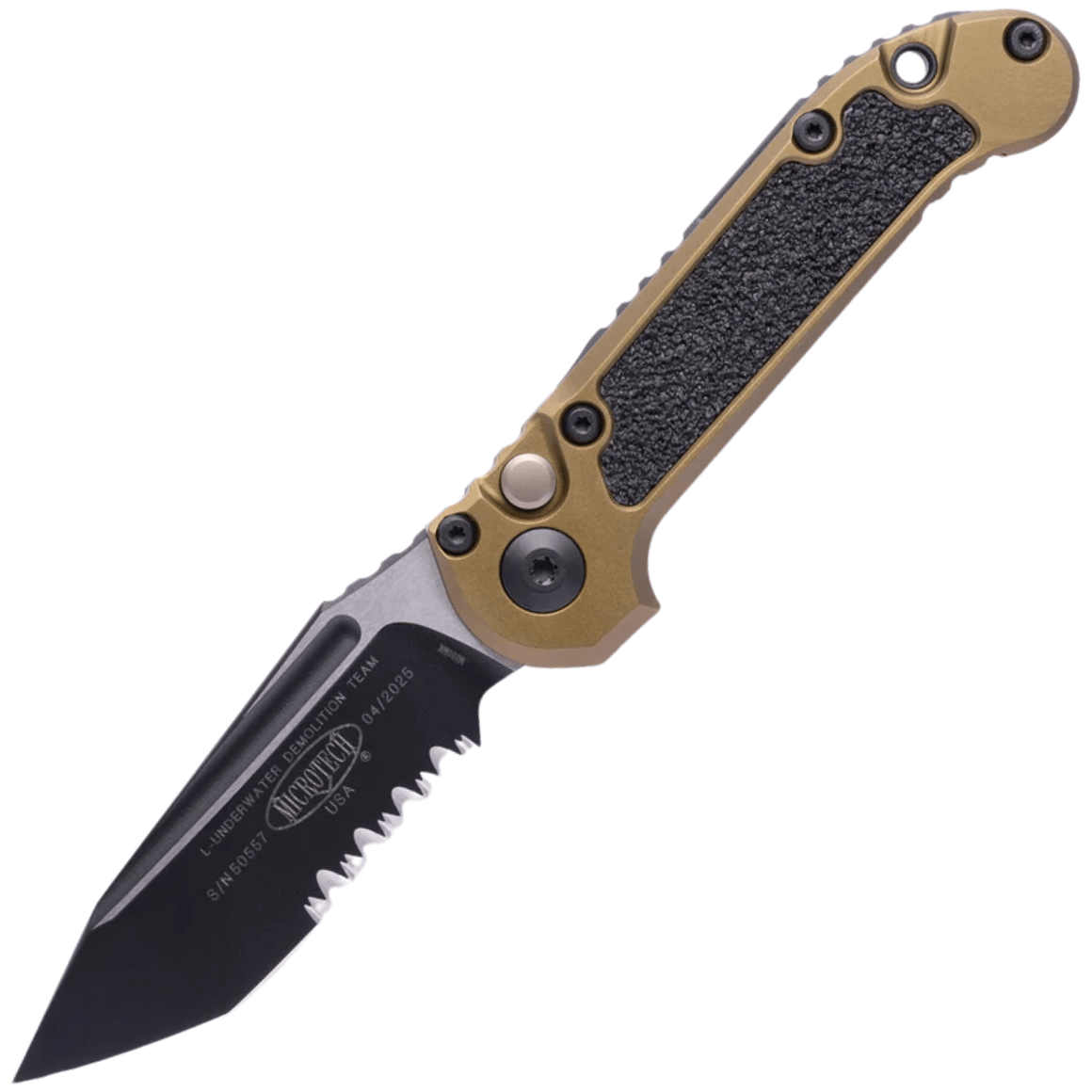Microtech LUDT GEN III T/E BLACK PART SERRATE OD GREEN 1136-2OD