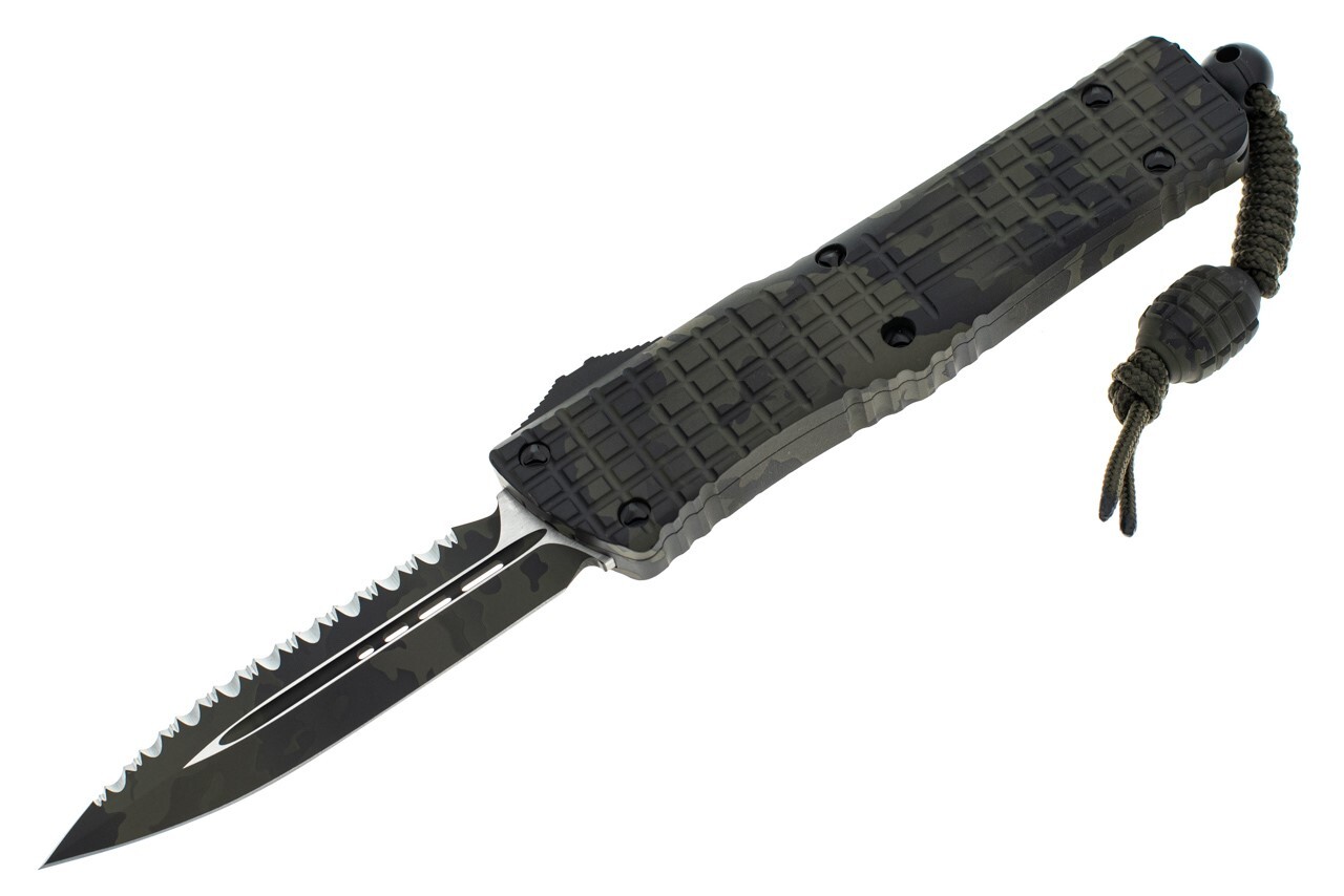 MICROTECH Combat Troodon D/E Frag OD Camo Full Serrated 142-3FROCS MICROTECH Combat Troodon D/E Frag OD Camo Full Serrated 142-3FROCS
