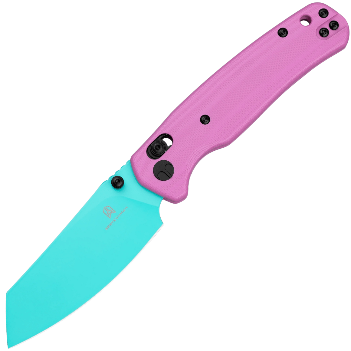 Bestechman Cicada's wing 10Cr15MoV Blue Painted Pink G10 BMK06E