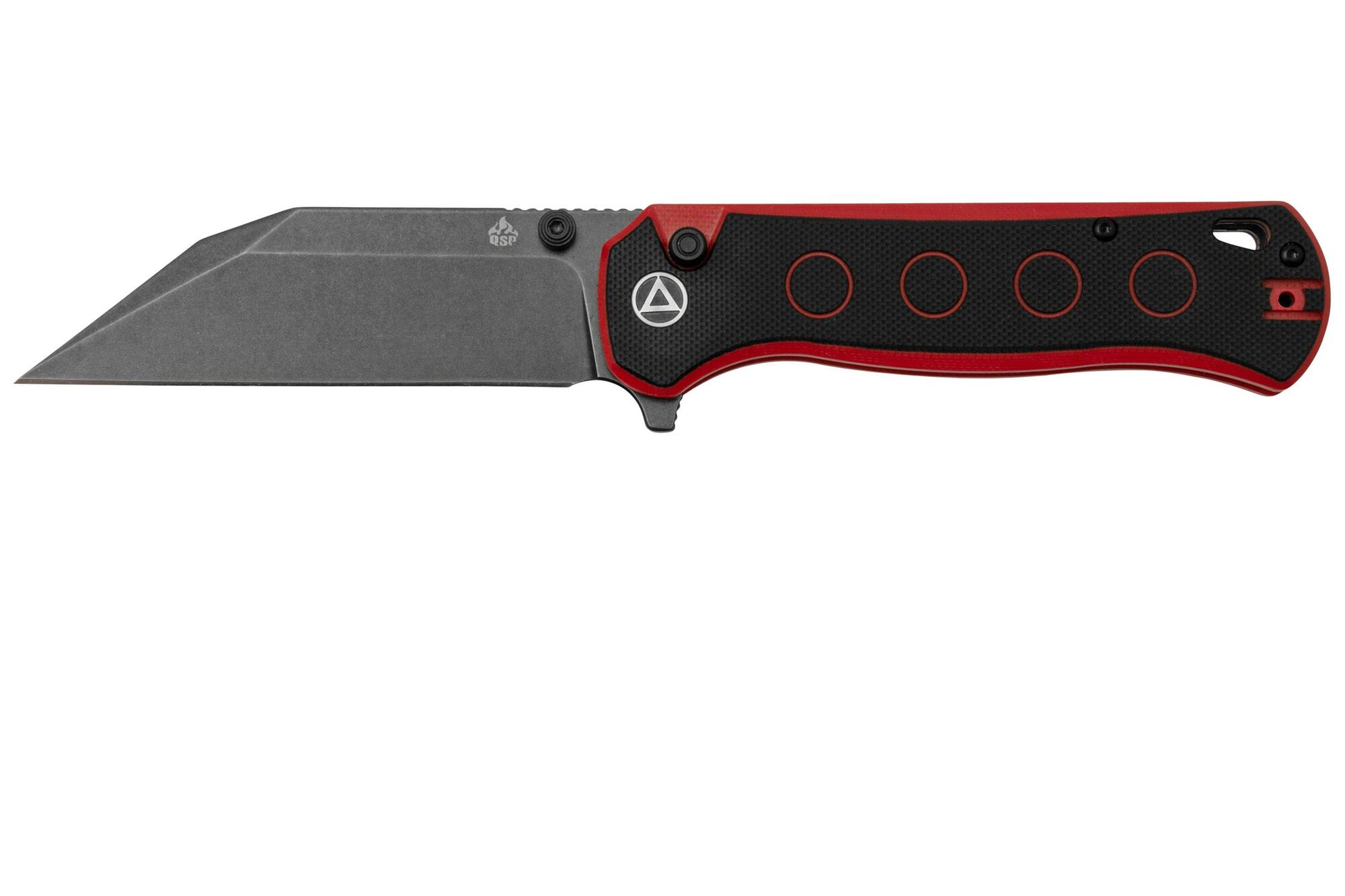 QSP Knife Swordfish 14C28N Black Red G10 QS149-A2