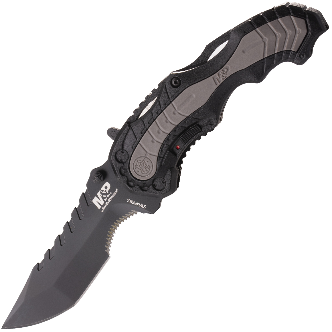 Smith and Wesson M&P M.A.G.I.C. Assist Liner Lock 4034 Stainless Steel w/40% Serrated Blade Black Al
