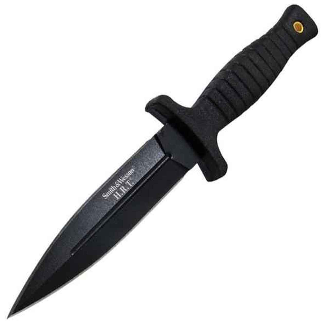 Smith and Wesson 9" H.R.T. Fixed Blade w/False Edge w/Leather Sheath