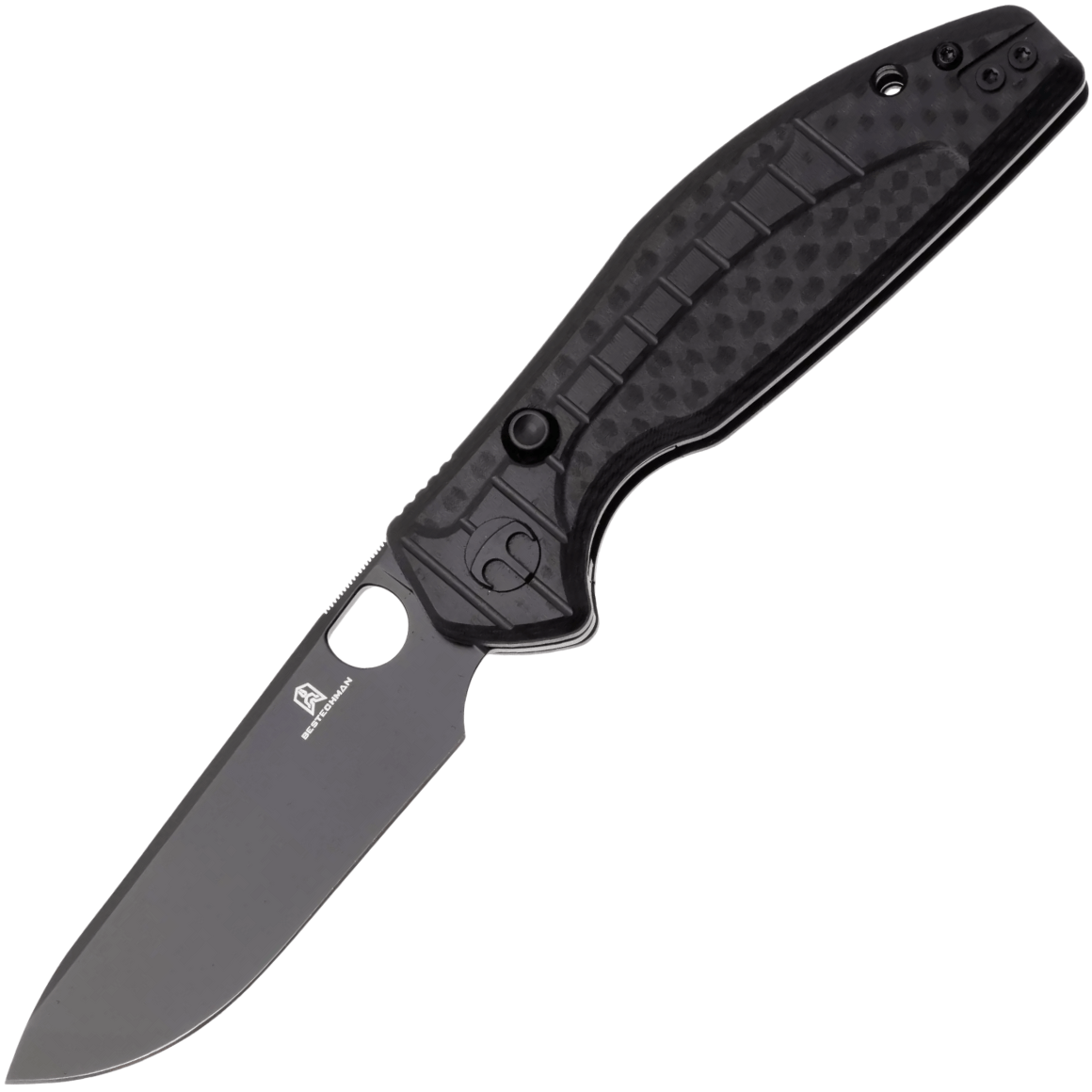 Bestechman Angry Owl D2 Black PVD G10 with a Carbon fiber pattern BMK12F-2