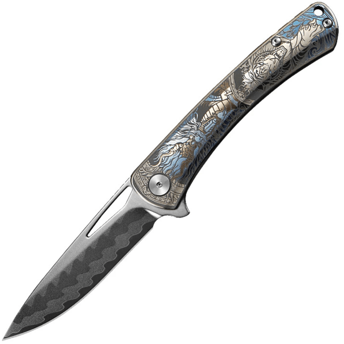 CH knives VEXOR - Damascus with Elmax core, mirror finish with Ti handle