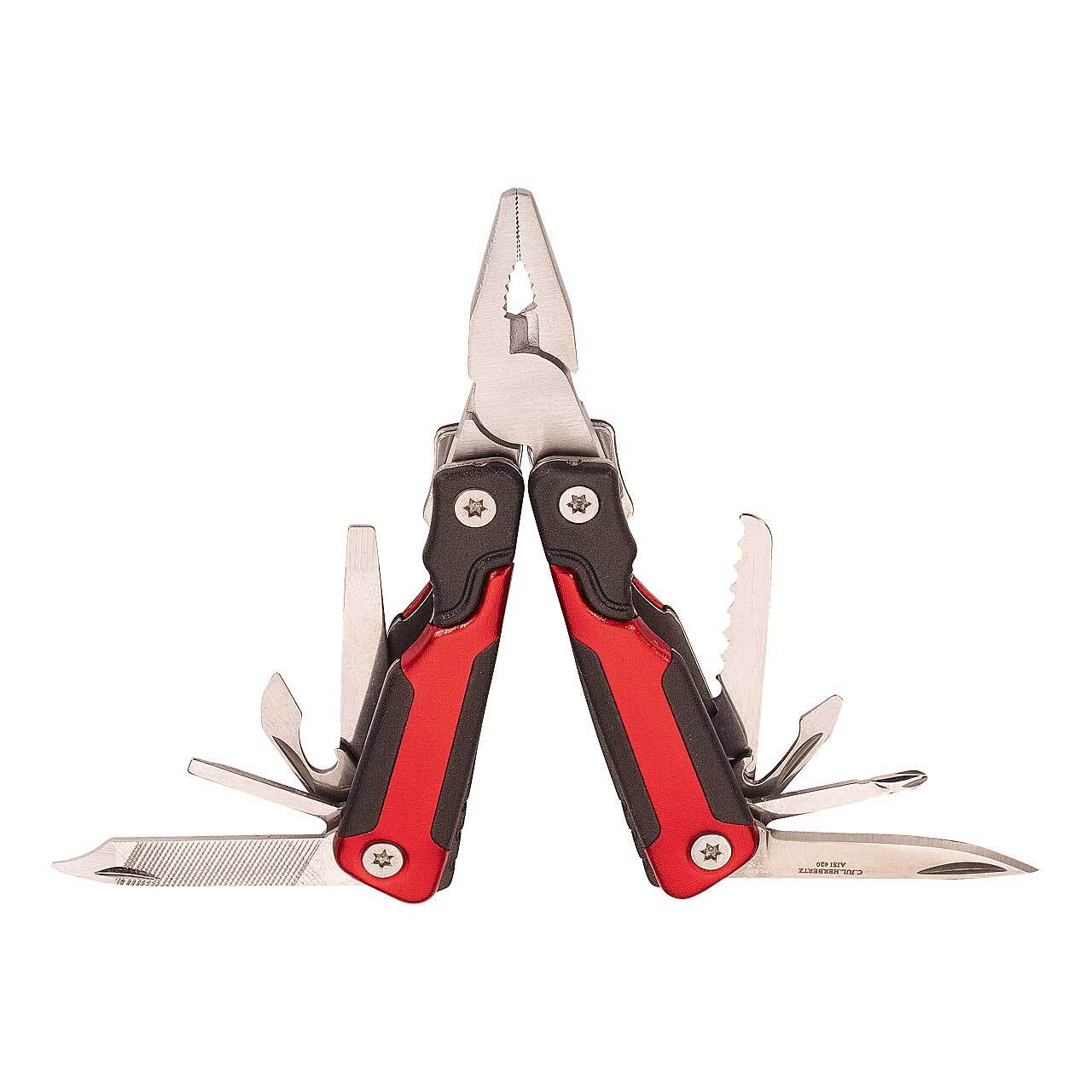 Herbertz Herbertz Mini-Multitool, Stahl AISI 420, federunterstützt, 8 Werkzeuge, rot/schwarze Alum 5