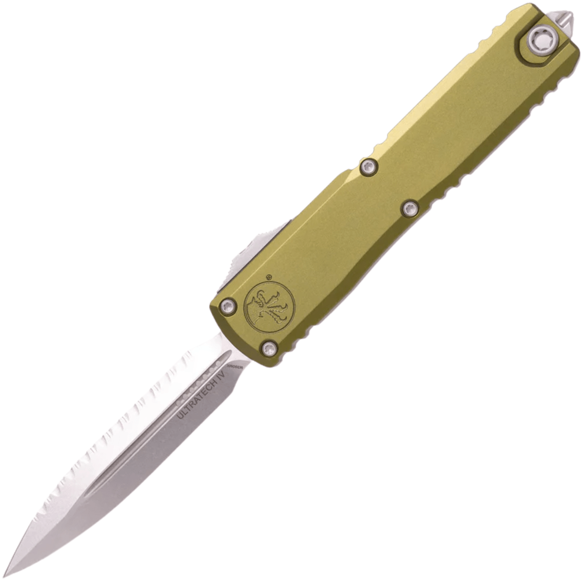 Microtech ULTRATECH GEN IV D/E STONEWASH FULL SERRATE OD GREEN 11224-12OD