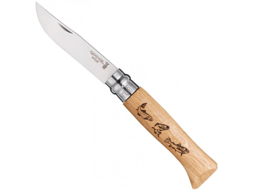 Opinel N08 inox dub dekor ryby 254280