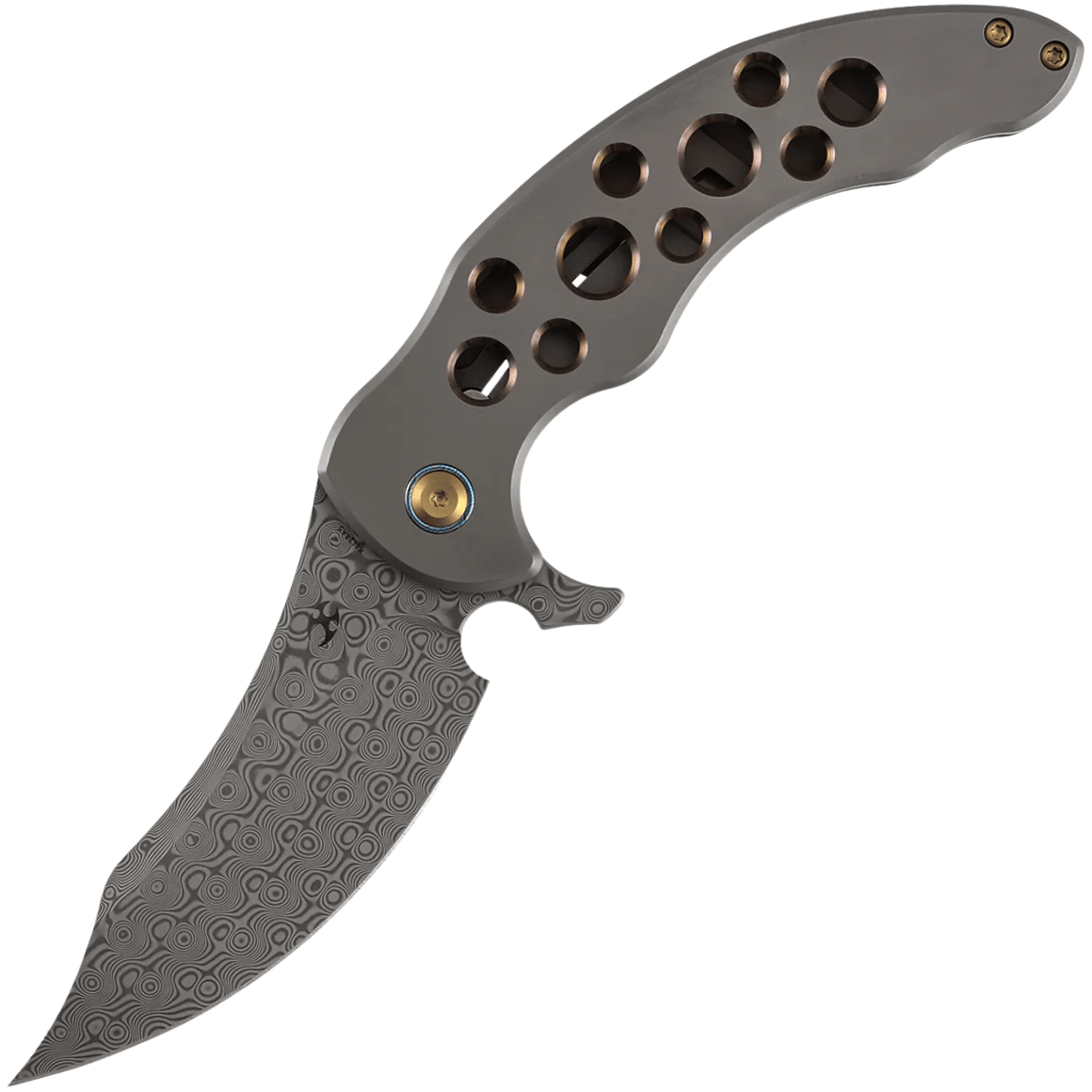 Kansept Gilgamesh Damascus Bronze Anodized Titanium with Holes K1128A5