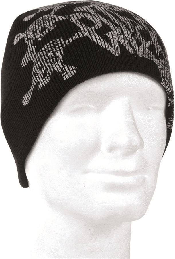 Mil-Tec BEANIE ACRYL čierna s lebkami 12139000