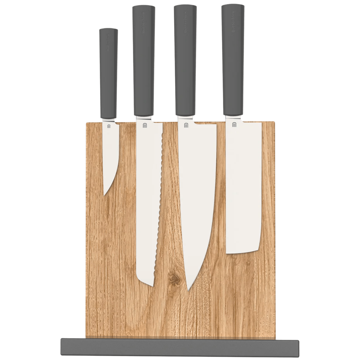 Butterfork Knives Set+Oak Knives Stand(with magnet) Dark Grey, AR-RPM9, Oak Sheath BF01-WS-DG
