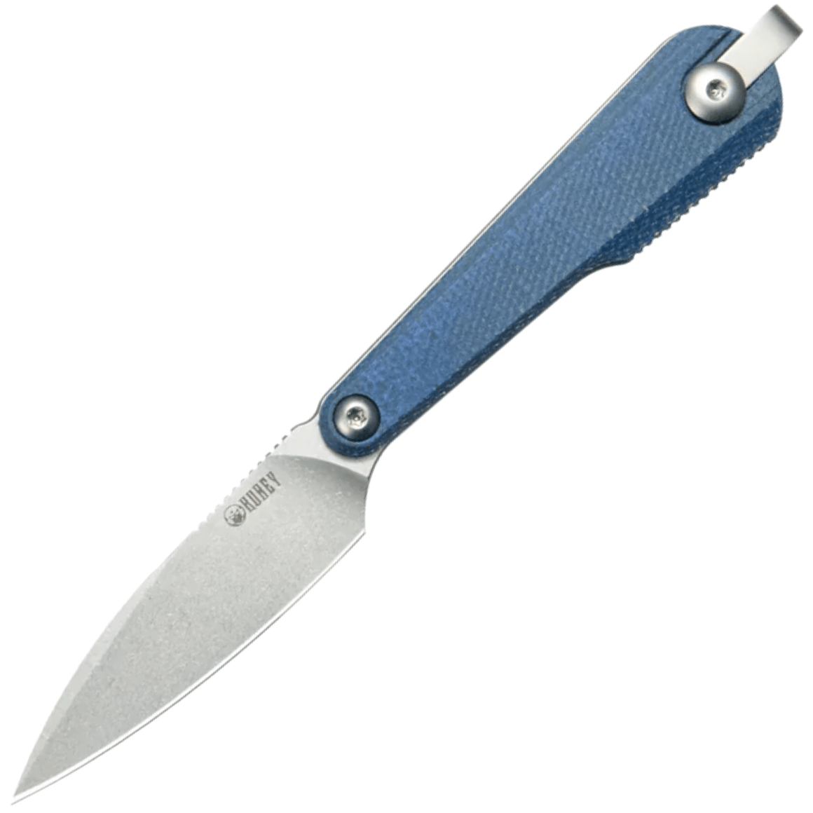 KUBEY YAG Beadblast 14C28N Blade Blue Micarta KU452B