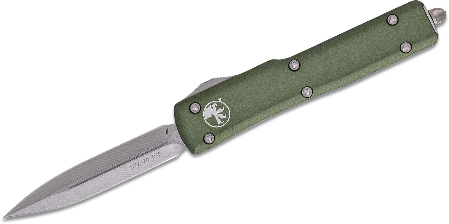 Microtech UTX-70 D/E Stonewash Standard OD Green 147-10OD