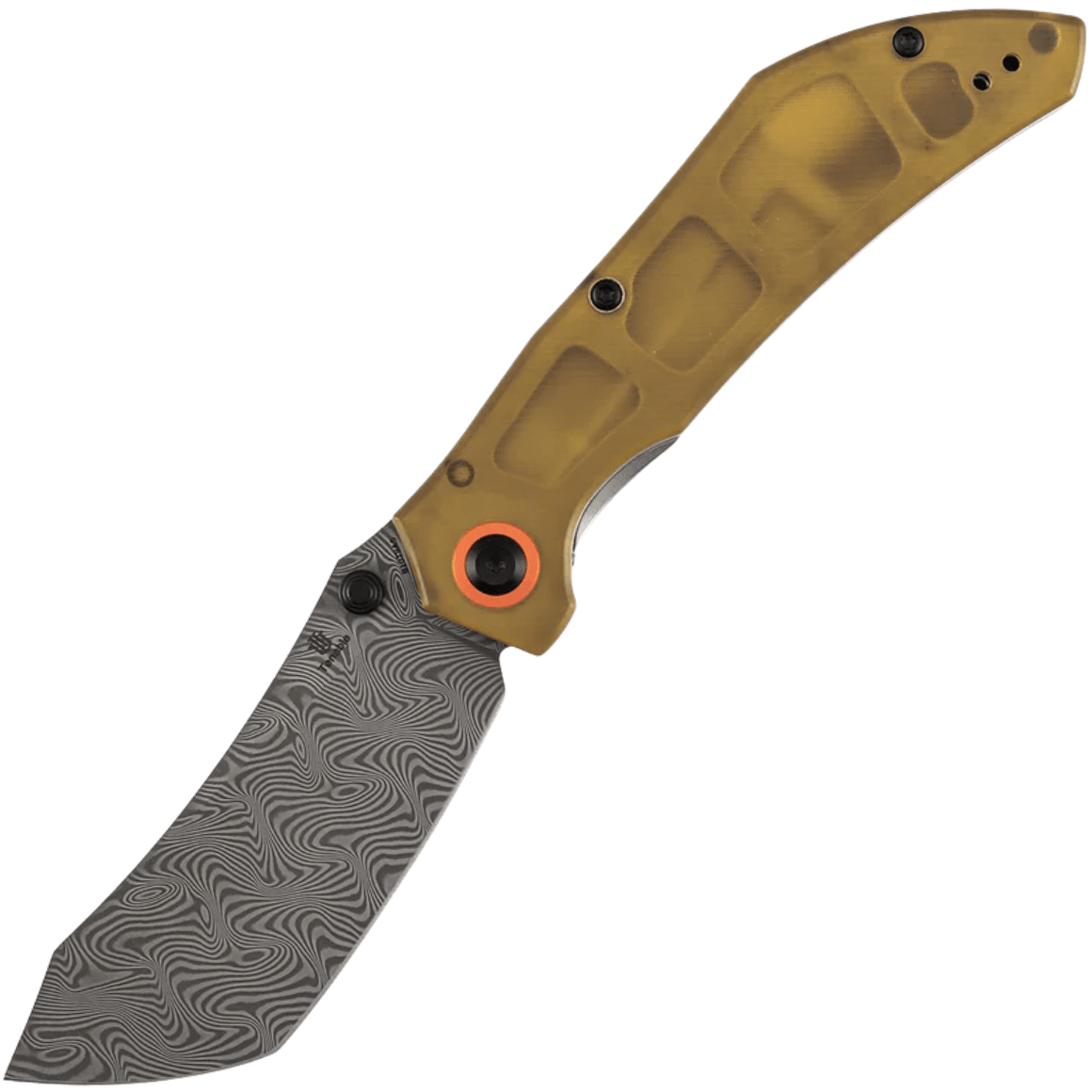 Tenable Tipper Water Ripple Damascus with Amber PEI/Ultem B1079A5