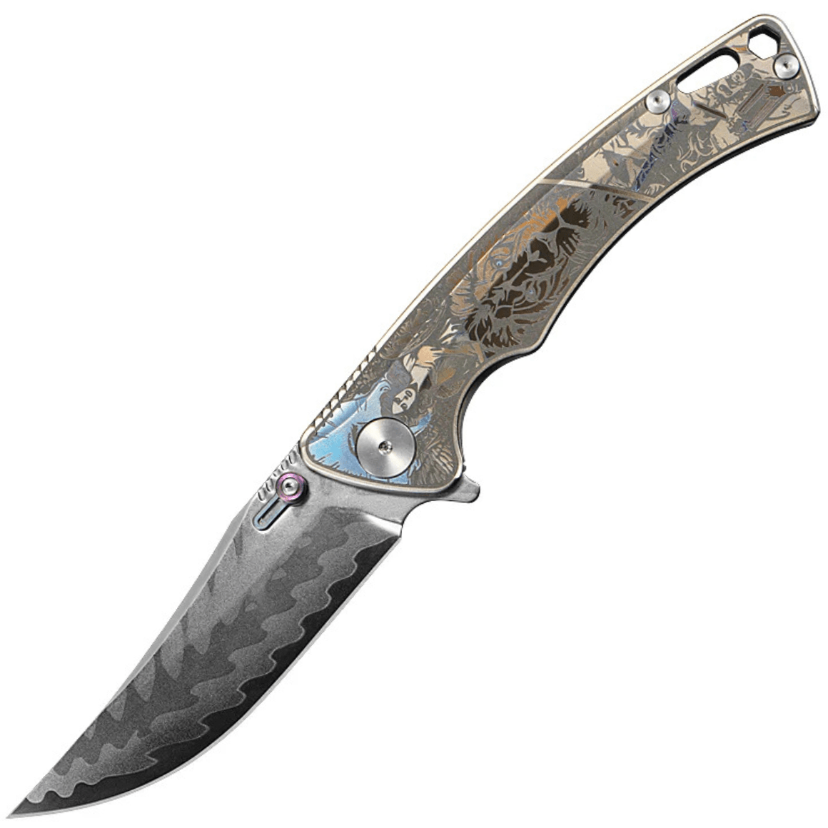 CH knives OTOMAN - Damascus with Elmax core, mirror finish with Ti handle