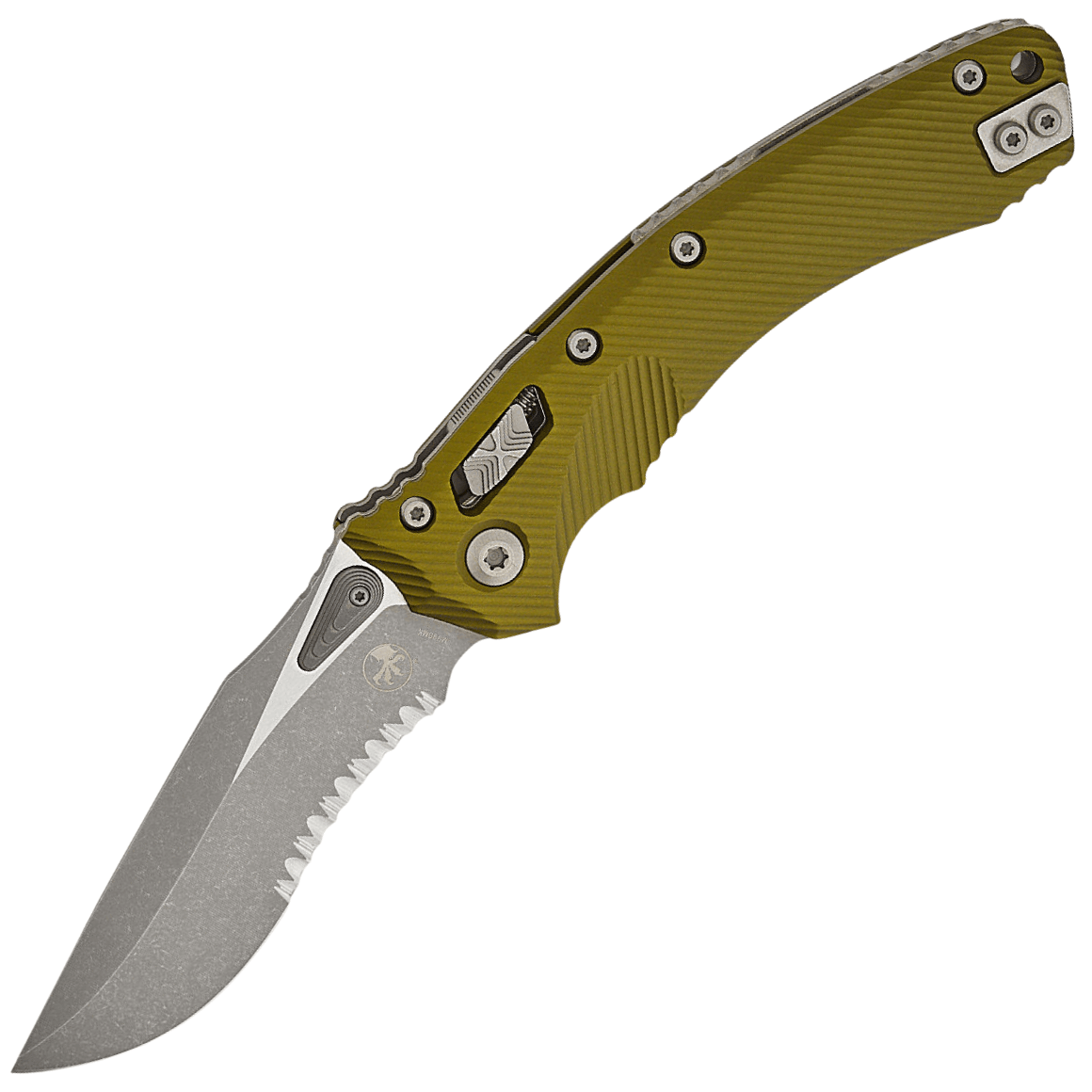 Microtech Amphibian® - RAM-LOK™ S/E Fluted OD Green Apocalyptic® Partial Serrated 137RL-11APFLOD