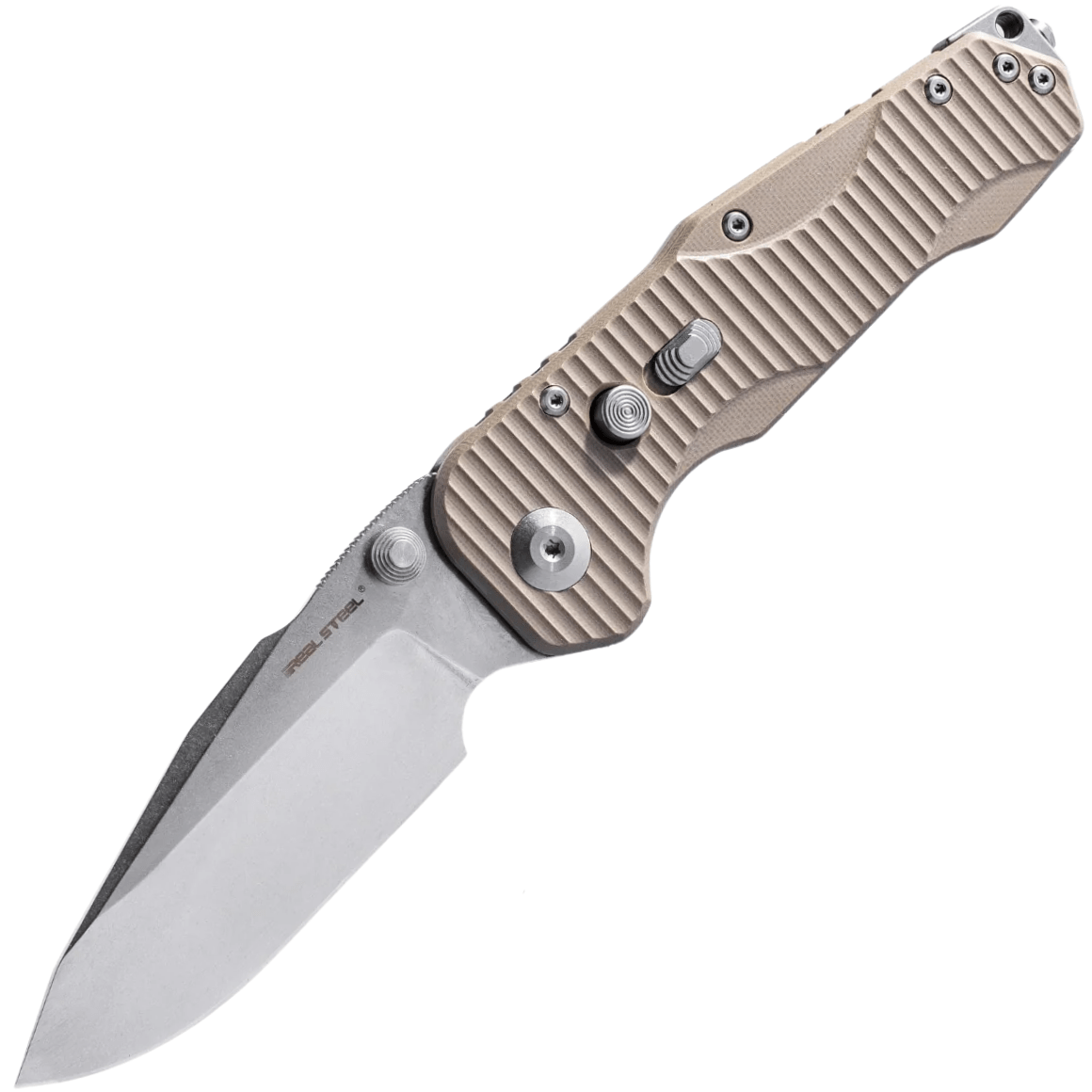 Real Steel Evolution Ironclad Stonewash D2, Coyote G10, Droppoint RE-7911SC