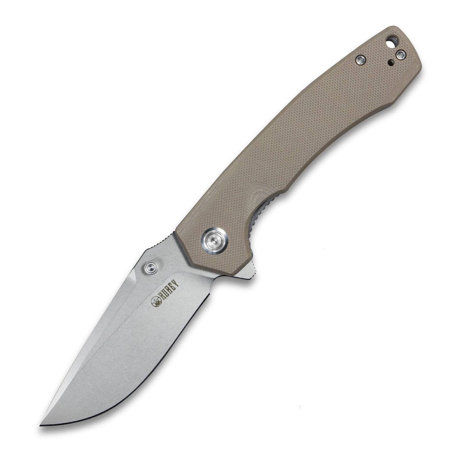 KUBEY Calyce Liner Lock Flipper Folding Knife Tan G10 Handle KU901D