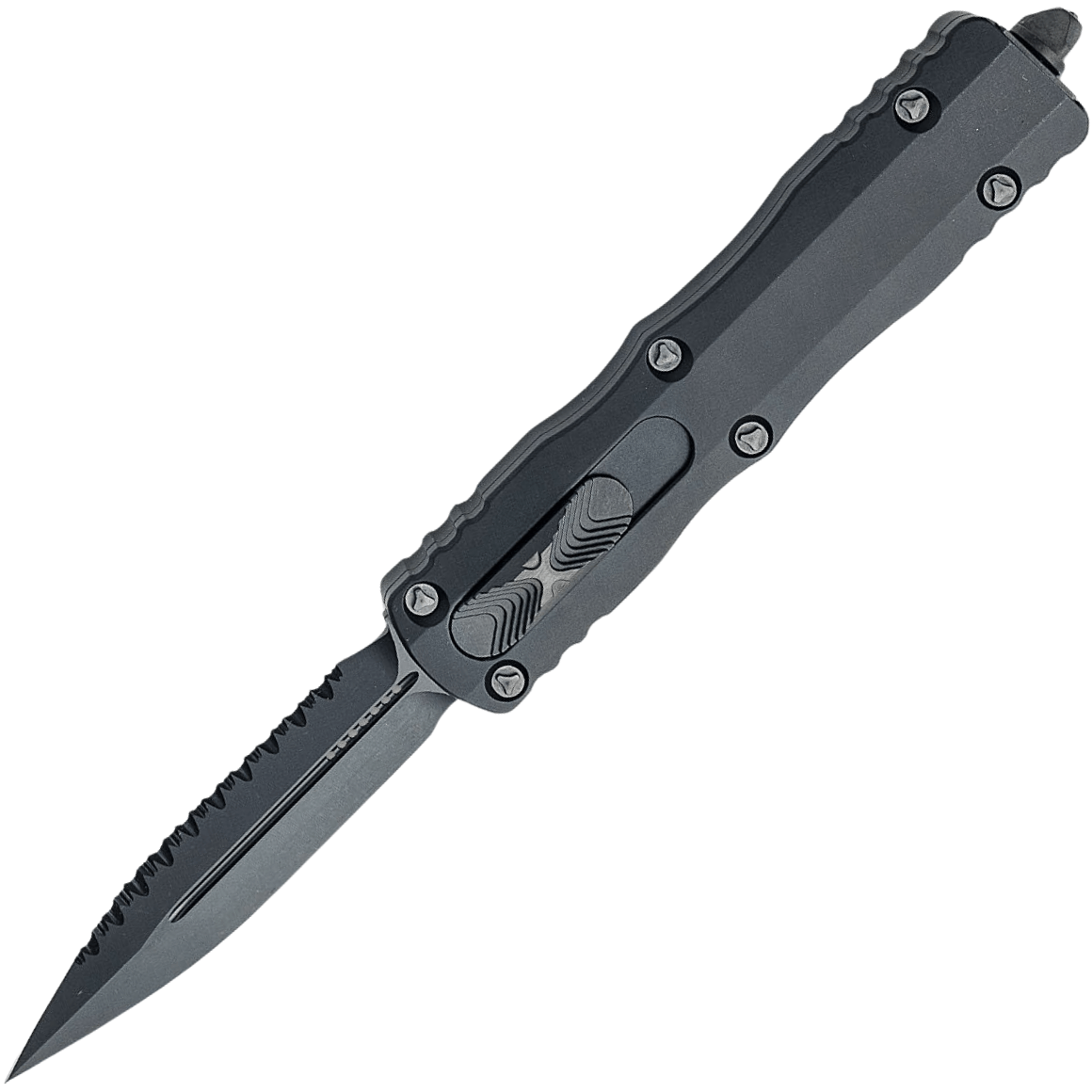 Microtech DIRAC DELTA D/E FULL SERRATE DLC SHADOW SIGNATURE SERIES 227-3DLCTSH